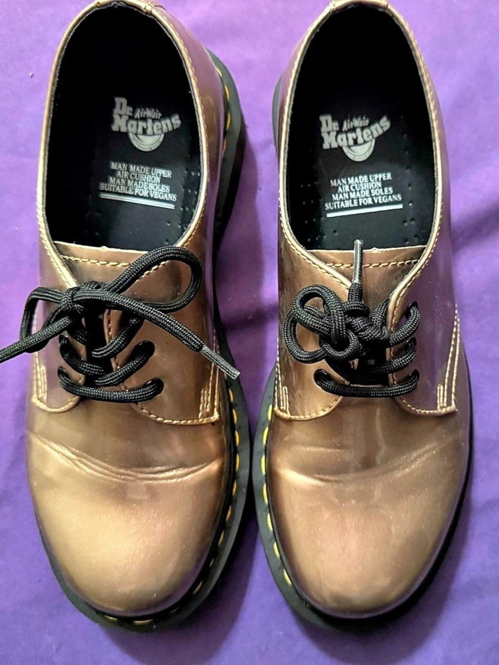Dr Martens 1461 Vegan Rose Gold Metallic Oxfords Women’s 8 EUC
